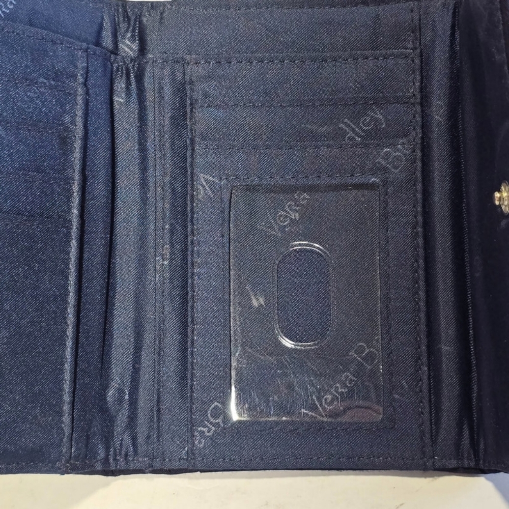 Vera Bradley Womens Navy Blue Quilted Tri-Fold Small Wallet 5x4 - Picture 6 of 7
